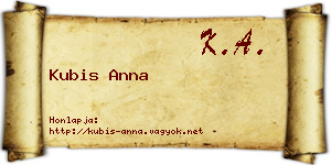 Kubis Anna névjegykártya